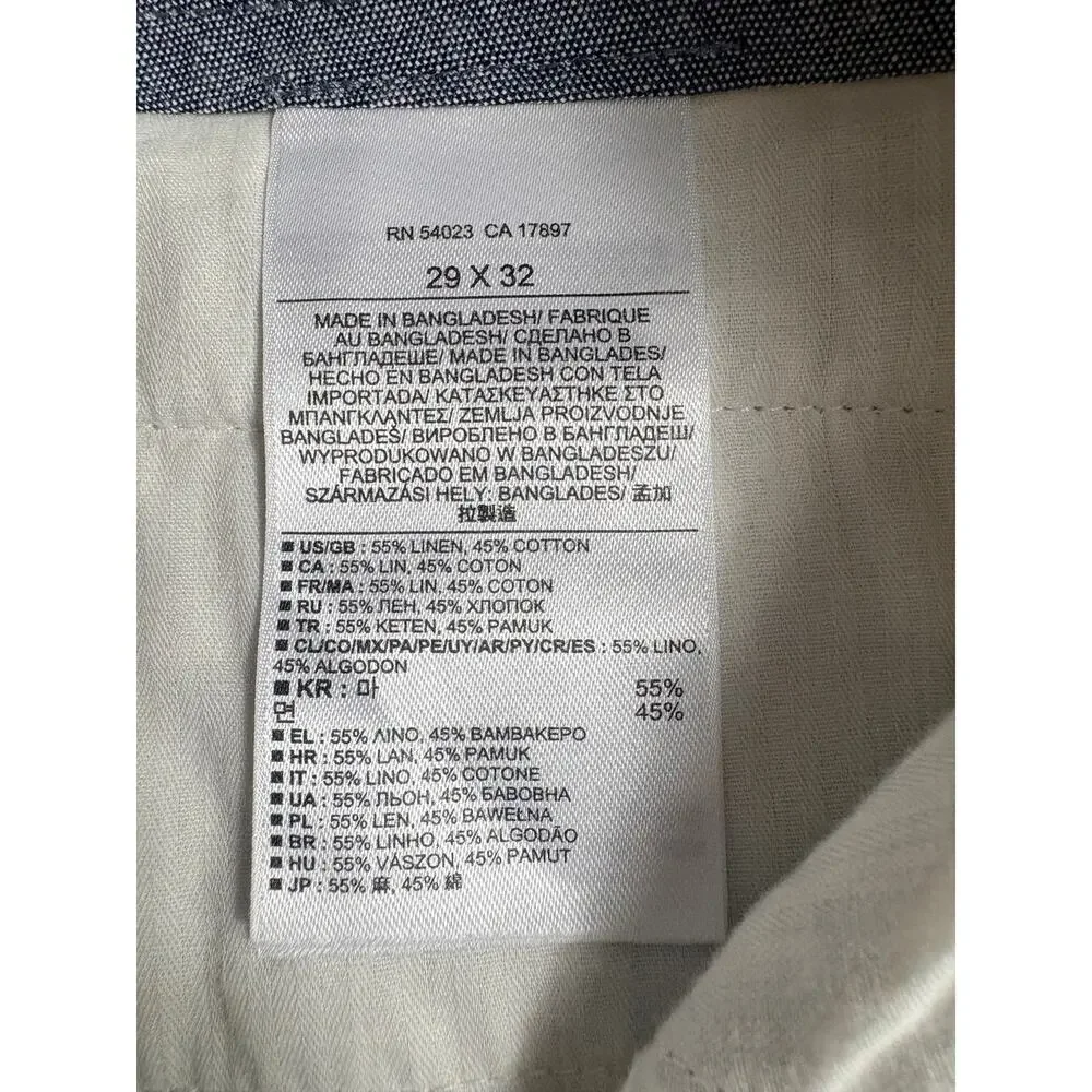 Banana Republic Men's Linen Stripe Neutral Pants Size 29X32 NWT